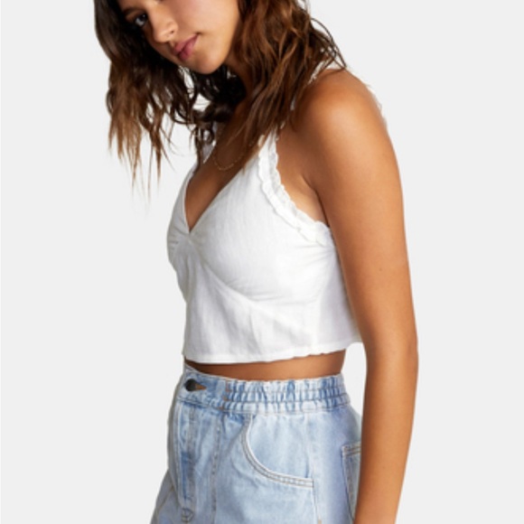 RVCA Cropped Sweetheart Tank Top White Linen Medium - Picture 5 of 10